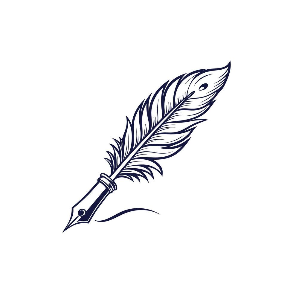 A feather pen and ink on a white background vector
