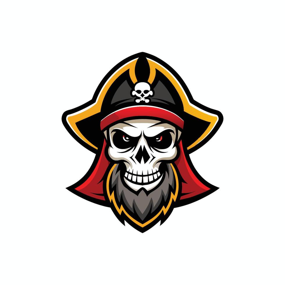 A pirate skull with a beard and hat vector