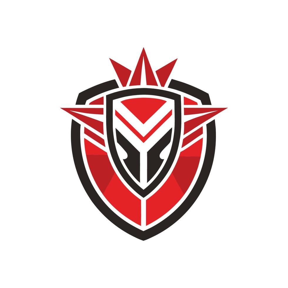 A red and black shield logo vector