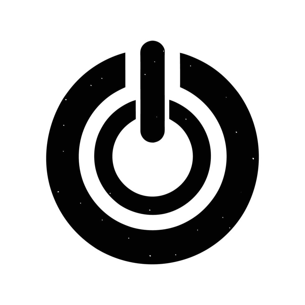 A black and white logo of a power button vector