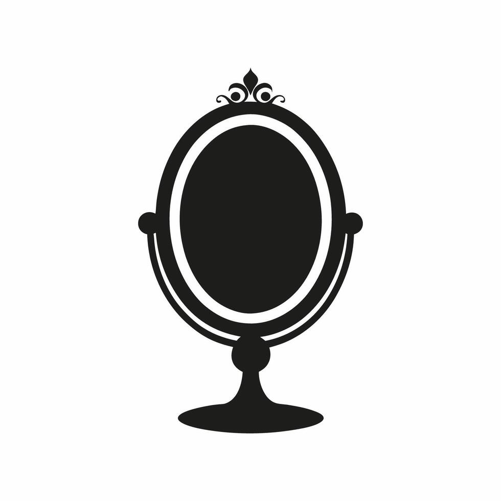 A black and white illustration of a mirror vector