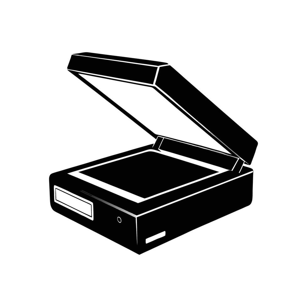 A black and white image of a printer vector