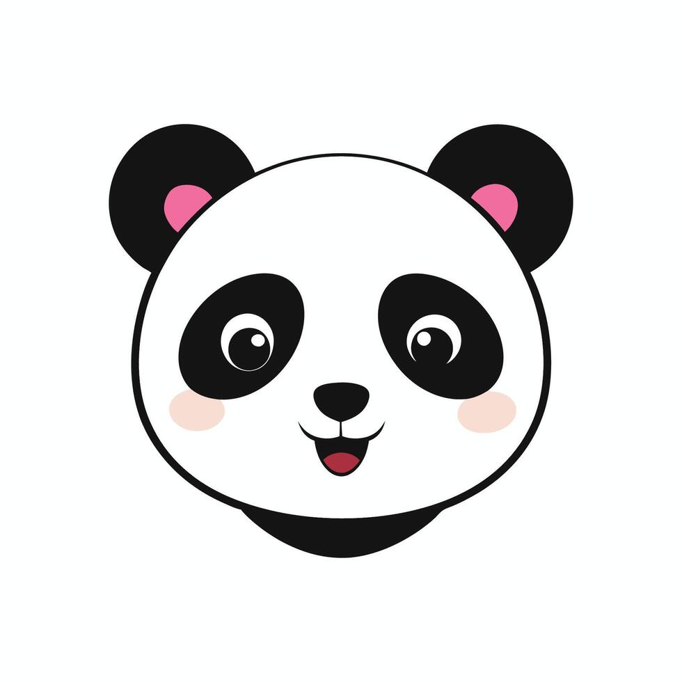 A panda bear face with pink eyes and black nose vector