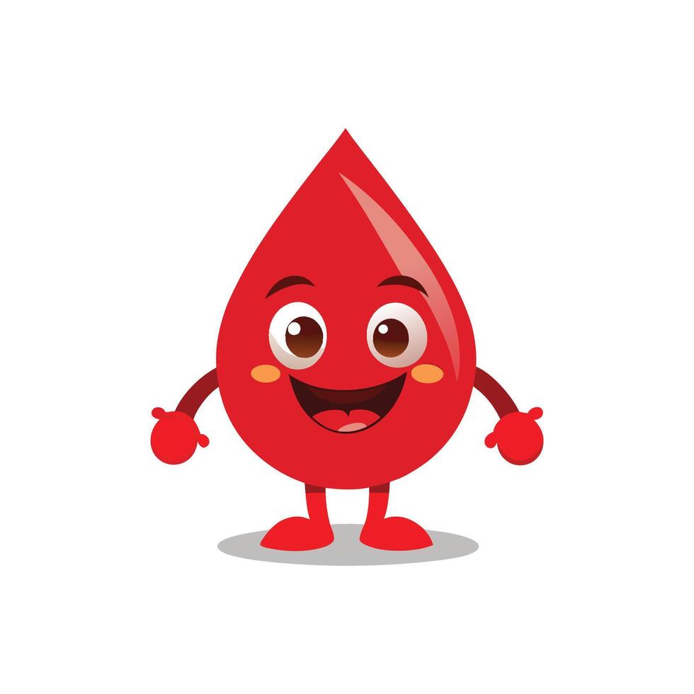 Blood drop character with arms and legs vector