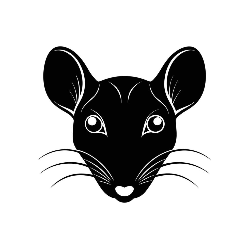 A black and white rat head on a white background vector