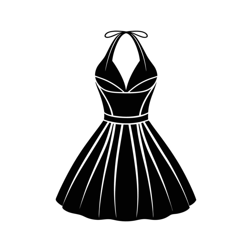 A black and white illustration of a dress vector
