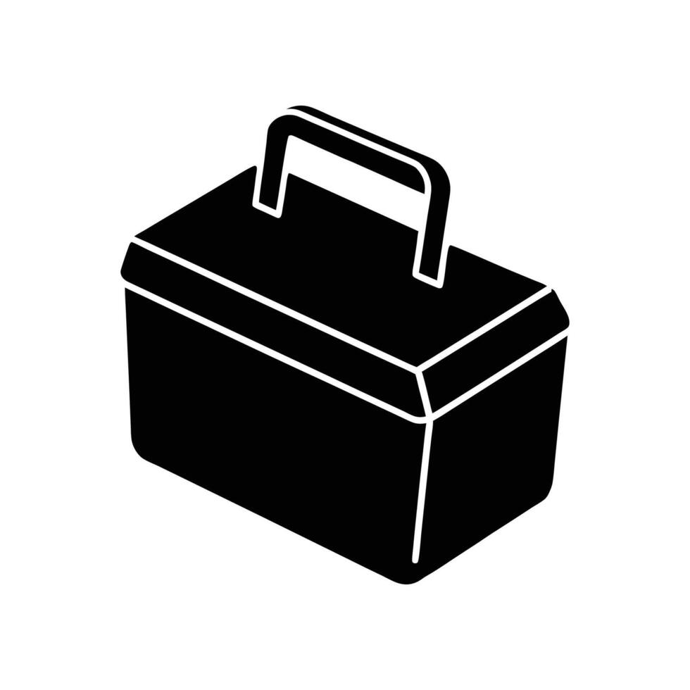 A black and white illustration of a toolbox vector