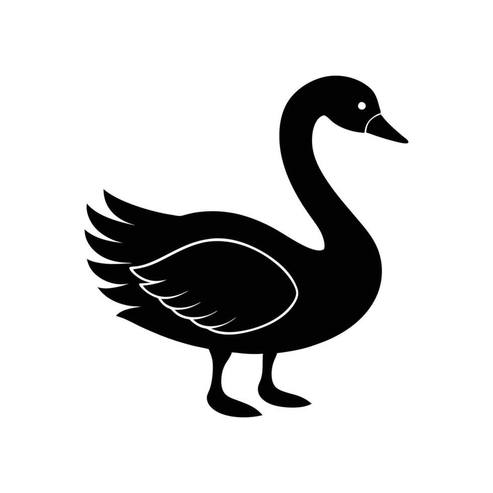 Black swan silhouette on white background vector