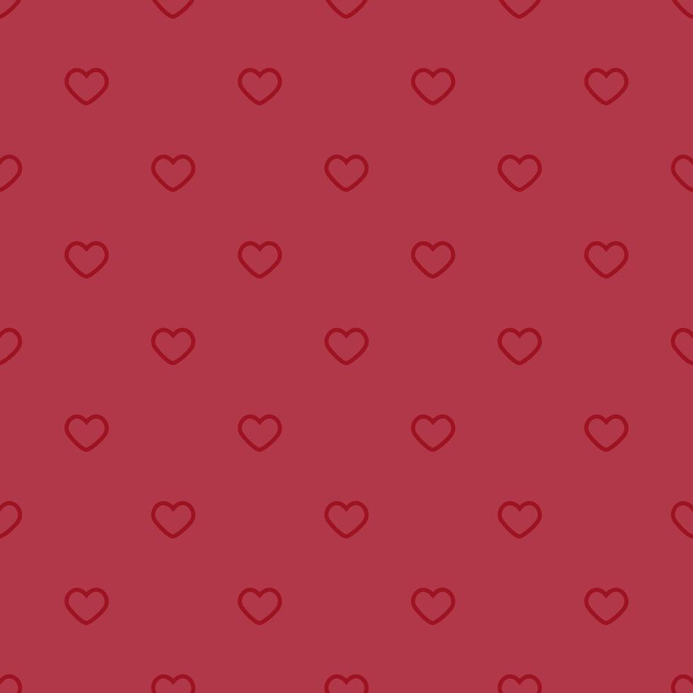 Seamless pattern of small red outline hearts on a red background vector