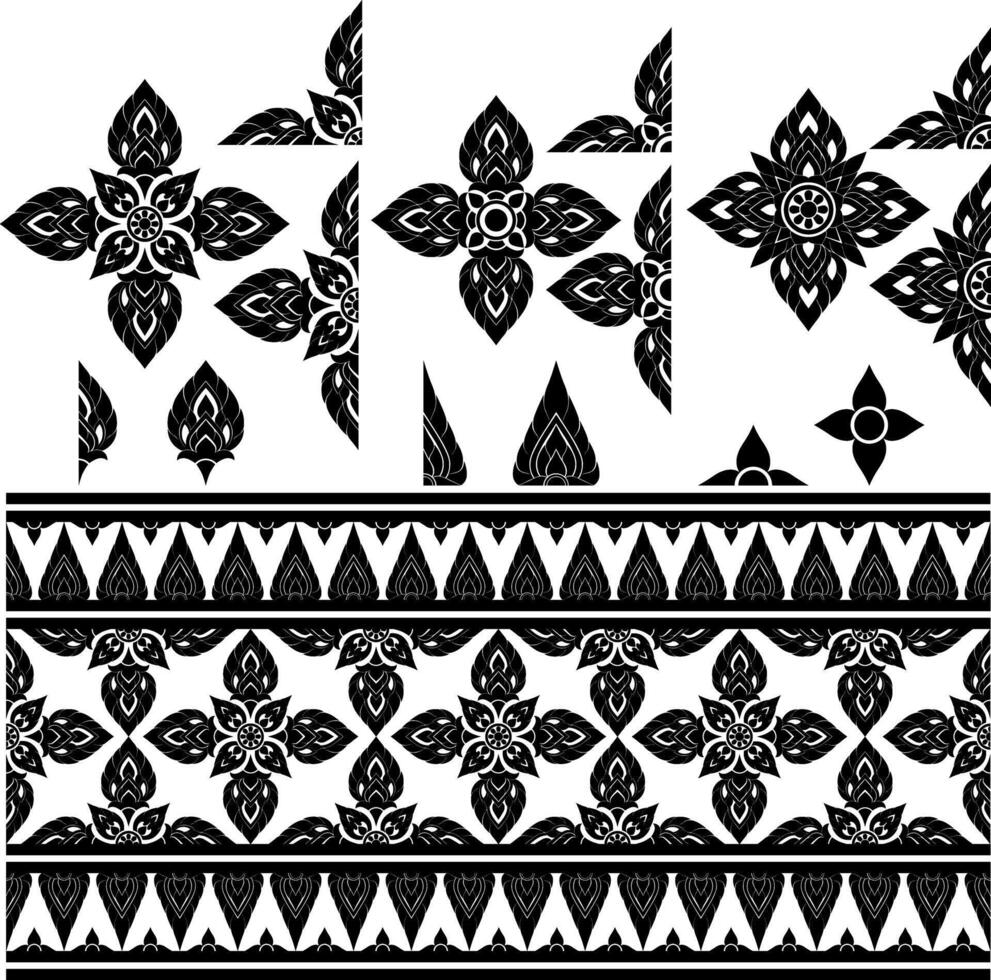 Thai Pattern Elements for Decorative Design Projects Ideal for packaging or textiles and interior decor with cultural aesthetics vector