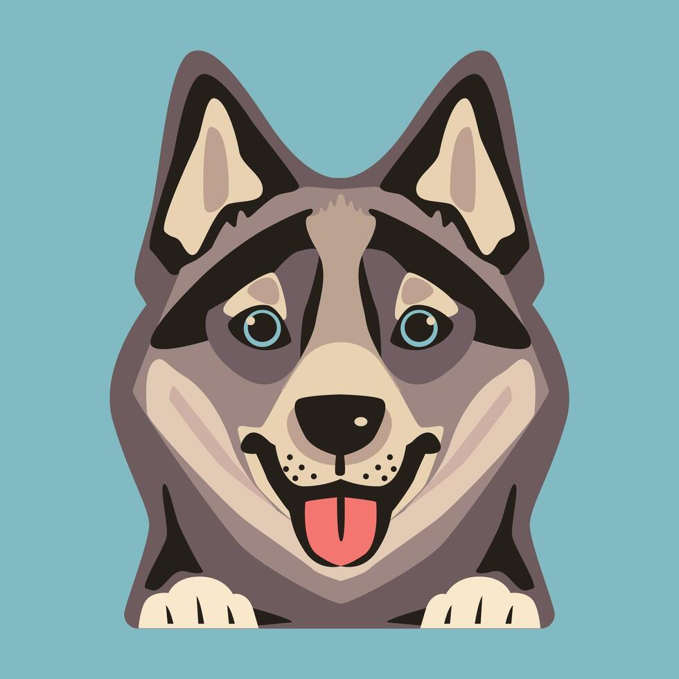 Cartoon card of head of hasky. vector