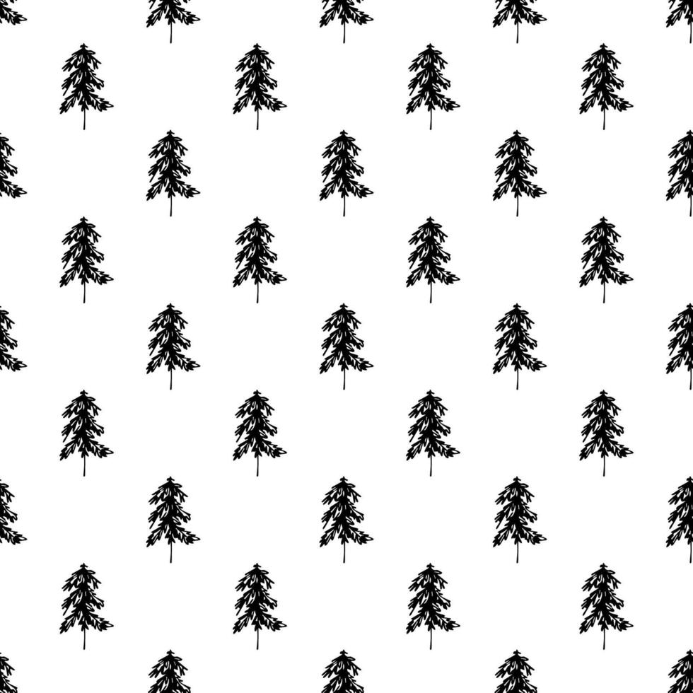 Seamless pattern with geometric minimal scandinavian Christmas tree doodle for decorative print, wrapping paper, greeting cards and fabric 3 vector