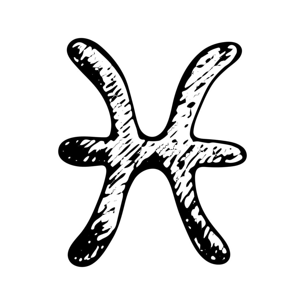 Hand drawn pisces zodiac sign Esoteric symbol doodle Astrology clipart Element for design 3 vector