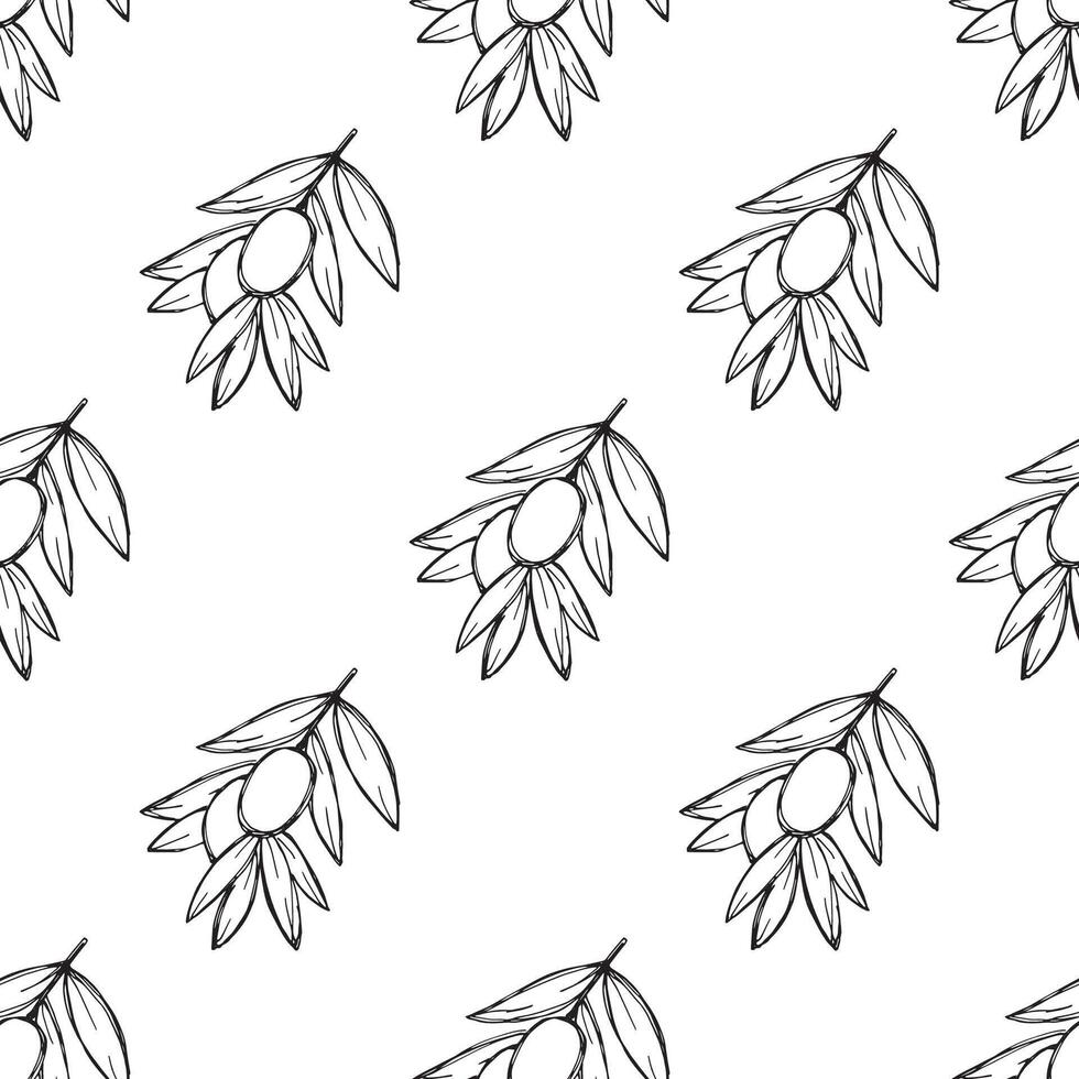 Seamless pattern with olive branches for decorative print, wrapping paper, greeting cards, wallpaper and fabric 3 vector
