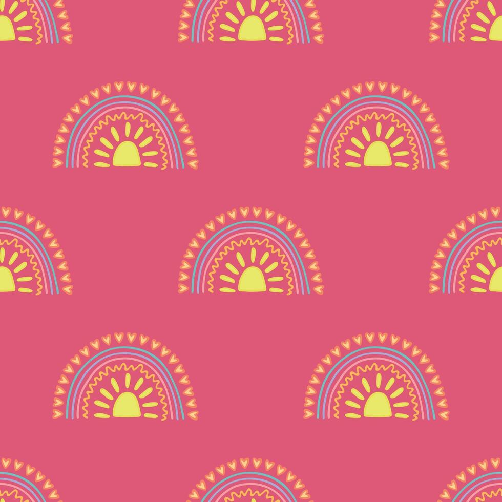 Seamless pattern with rainbow doodle for decorative print, wrapping paper, greeting cards, wallpaper and fabric 3 vector