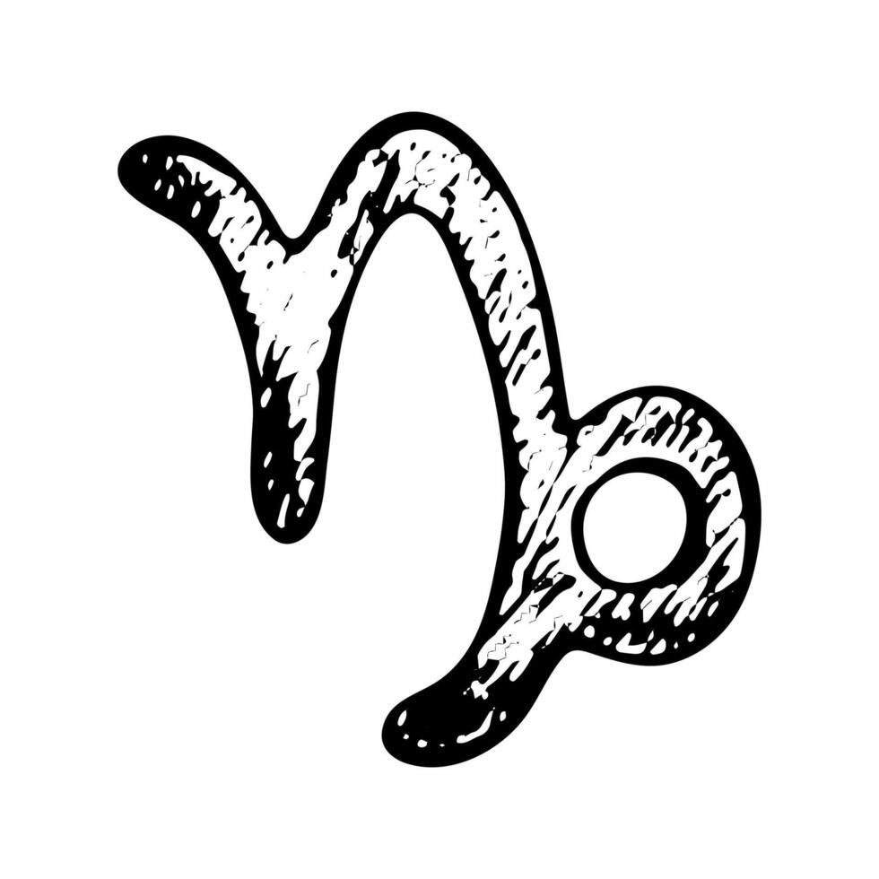 Hand drawn capricorn zodiac sign Esoteric symbol doodle Astrology clipart Element for design 3 vector