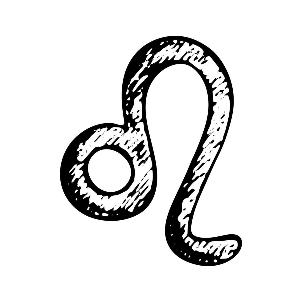Hand drawn leo zodiac sign Esoteric symbol doodle Astrology clipart Element for design 3 vector
