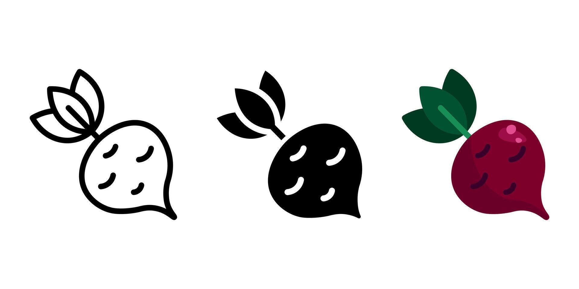 Beetroot red icon. Radish color sign. Sugar beet symbol. Root vegetable illustration. Healthy eating and dieting pictogram. vector