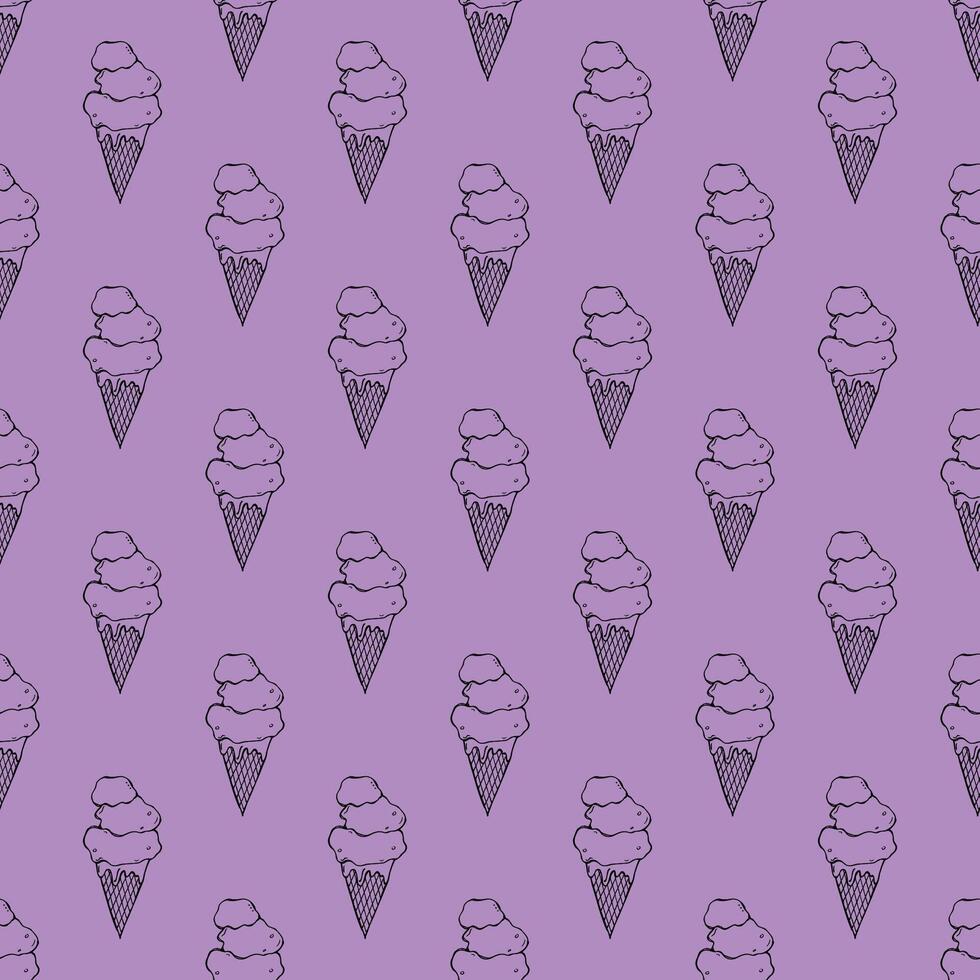 Seamless pattern with ice cream doodle for decorative print, wrapping paper, greeting cards, wallpaper and fabric 3 vector