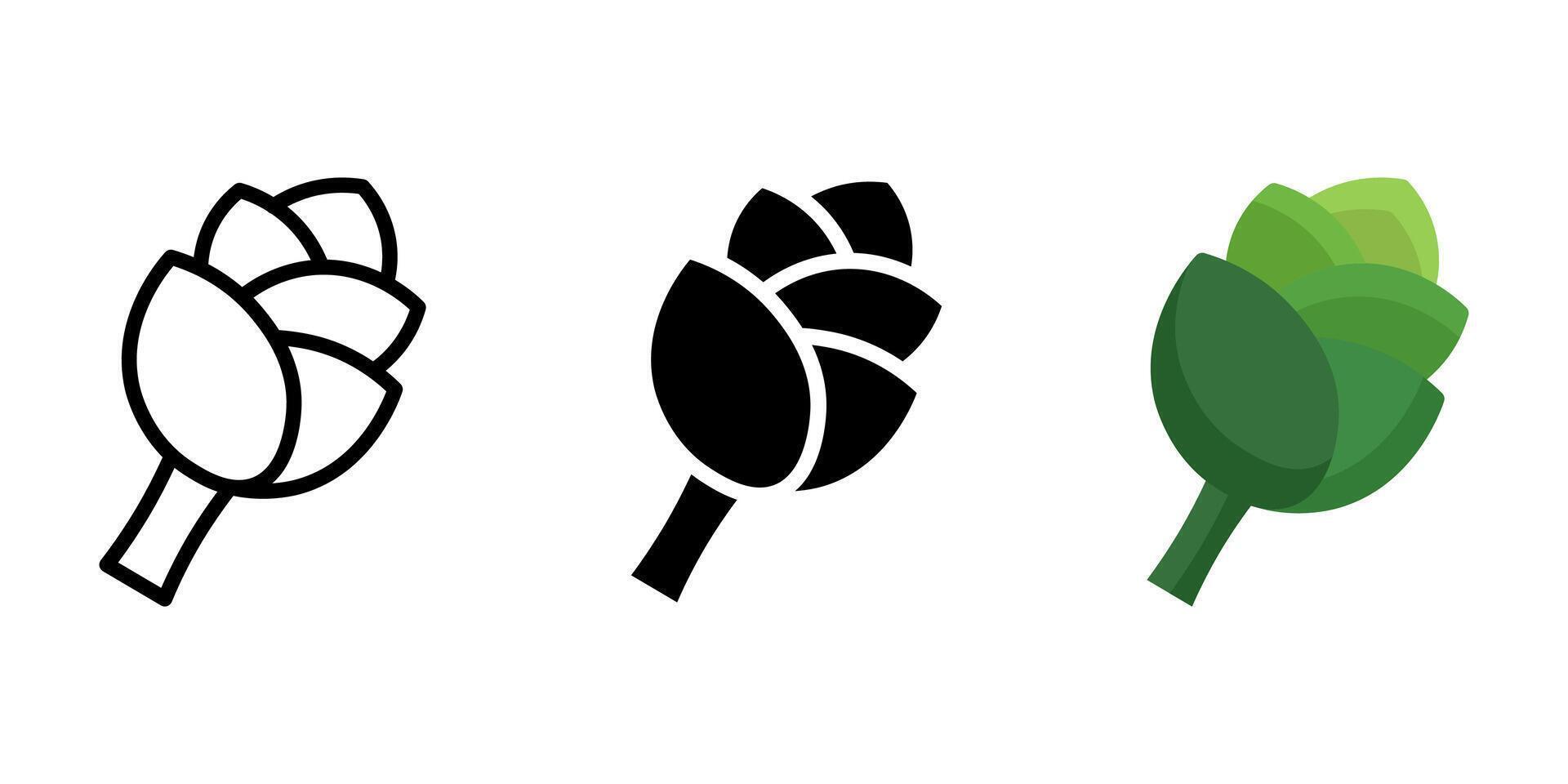 Artichoke green icon. Cabbage flower sign. Salat symbol. Cauliflower illustration. Healthy eating and dieting pictogram. Harvest crop icon. vector