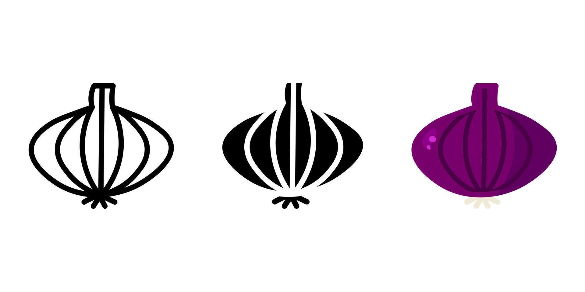 Raw red onion icon. Blue onion bulb color sign. Garden organic harvest symbol. Vitamin spicy vegetable for salad illustration. Healthy eating and dieting pictogram. vector