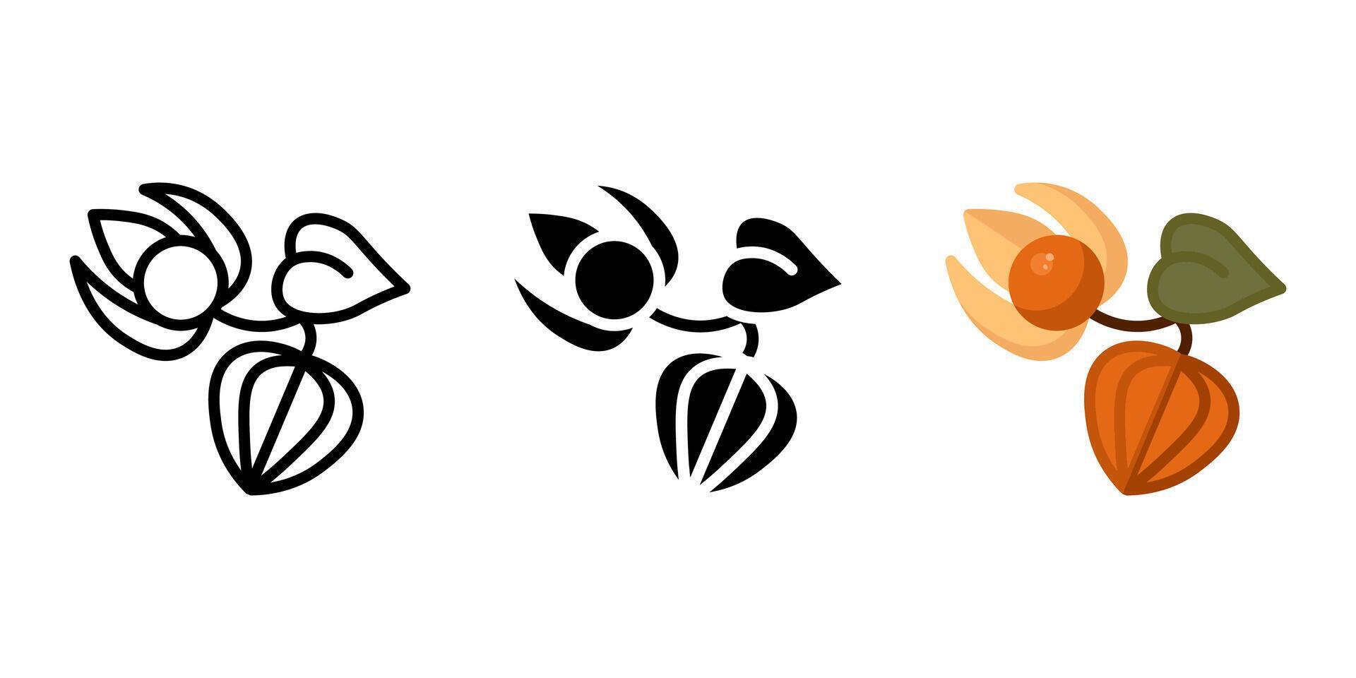 Tomatillo red icon. Physalis vegetable symbol. Bladder cherry sign. Healthy eating and dieting pictogram. Harvest crop pictogram. vector