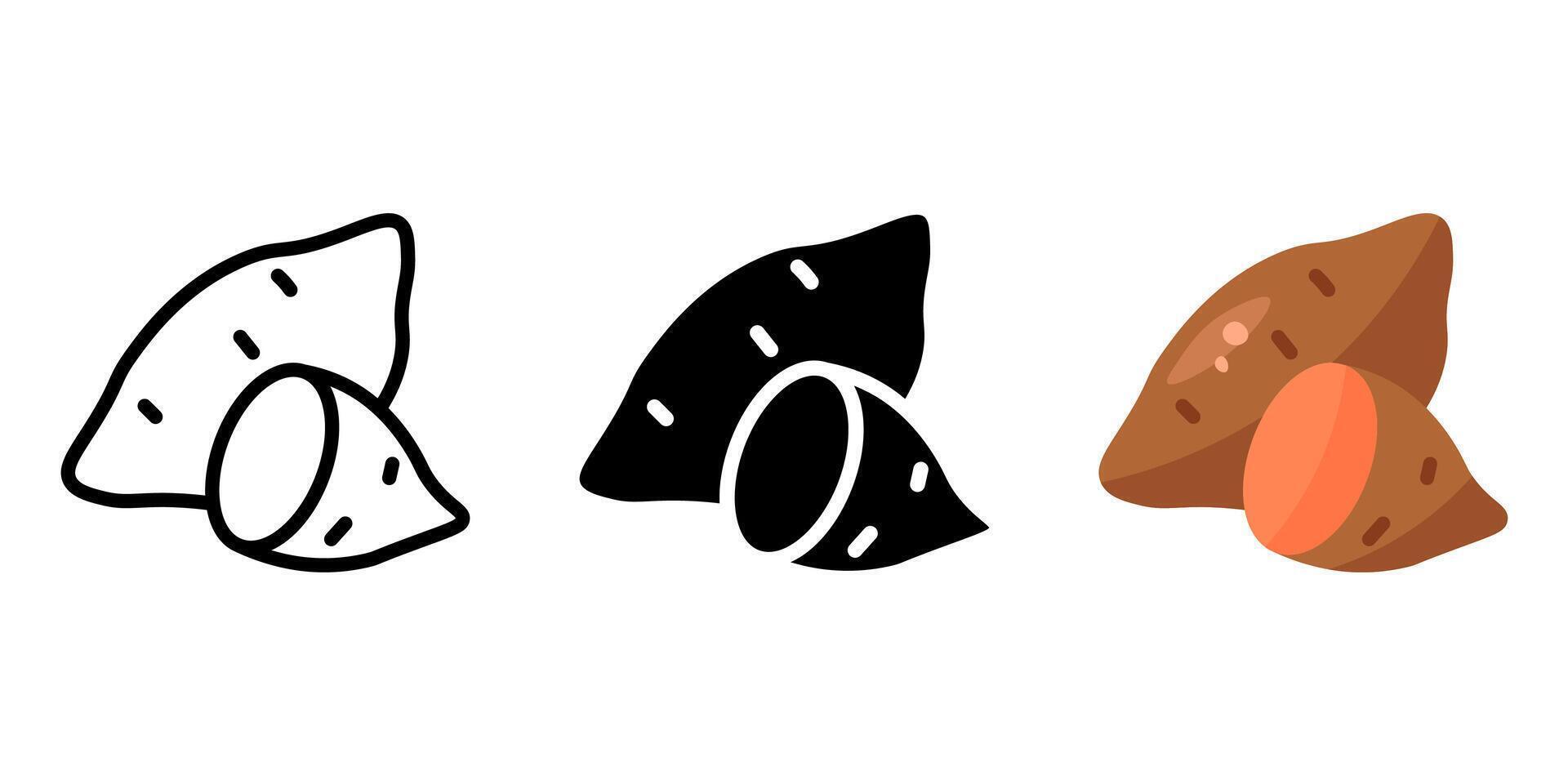 Sweet orange potato icon. Batata color sign. Yam symbol. Root vegetable illustration. Healthy eating and dieting pictogram. vector