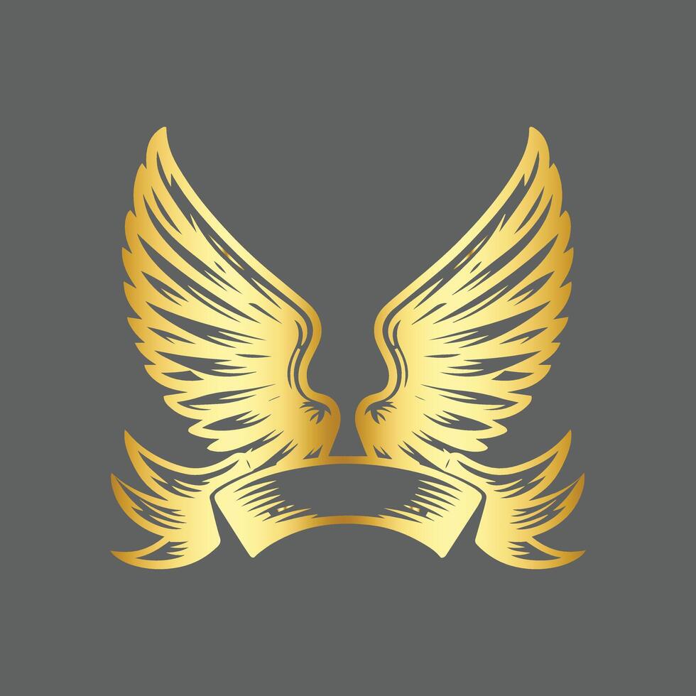 Luxurious wing banner design illustration. vector
