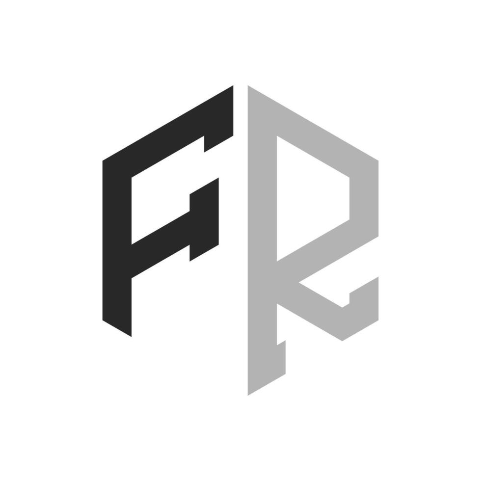 Modern Unique Hexagon Letter FR Logo Design Template. Elegant initial FR Letter Logo Concept vector