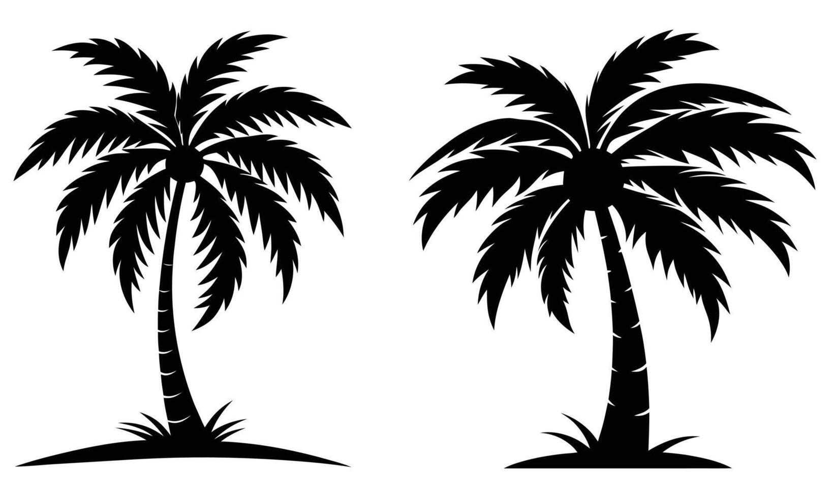 Set Of Summer Beach Palm Tree Silhouette Symbol vector