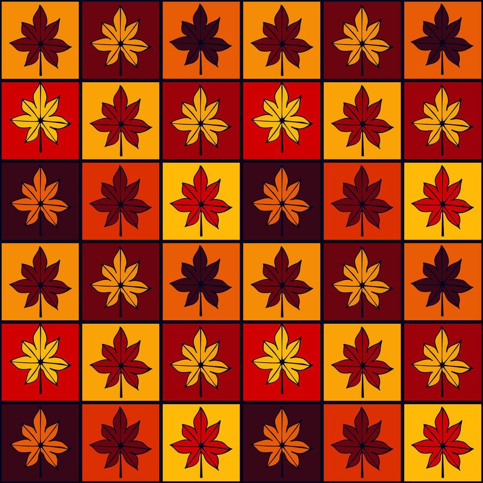 Geometric seamless pattern with autumn leaves vector