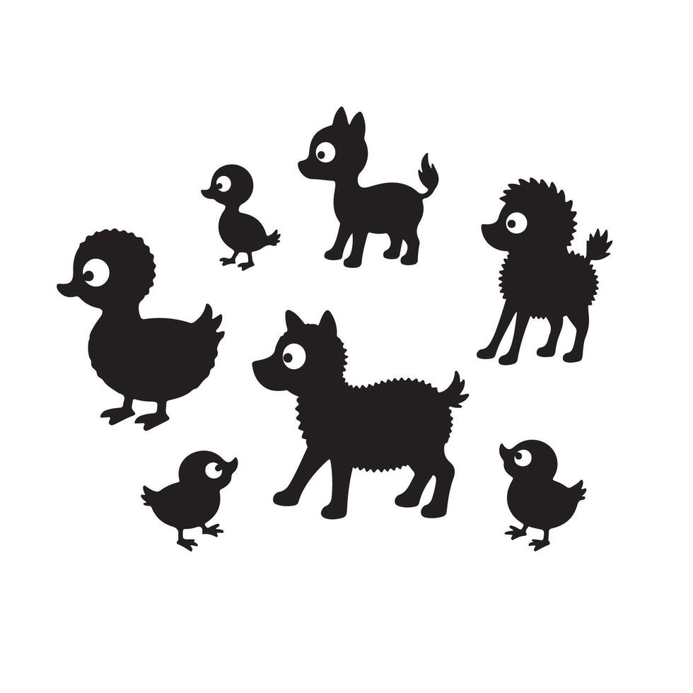 Small Group of Fluffy Lambs, Ducks, and Playful Kittens in a Cute Animal Bundle for Creative Projects vector