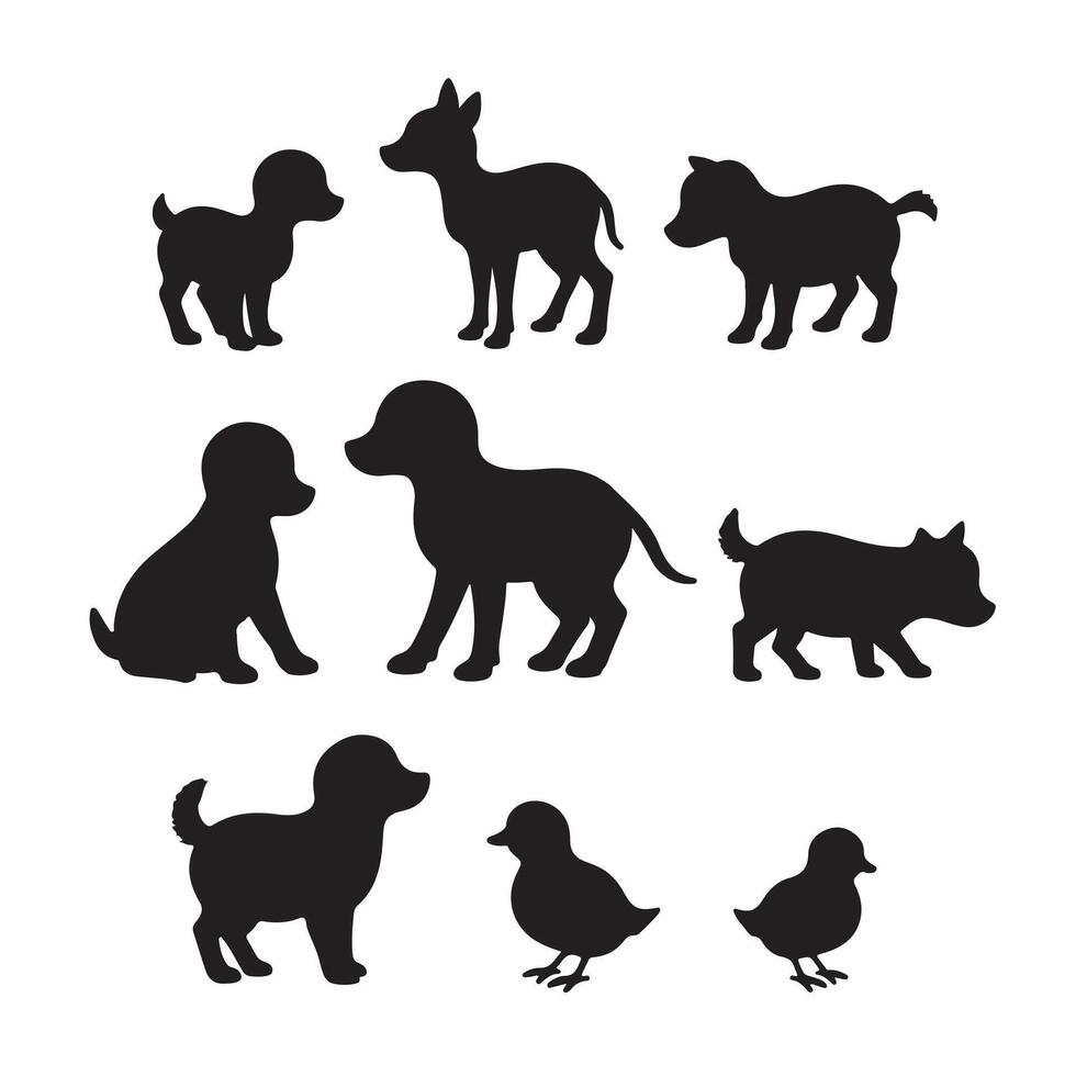 Adorable Bundle Featuring Playful Puppies, Baby Chicks, and Artistic Animals Perfect for Creative Children's Themes vector