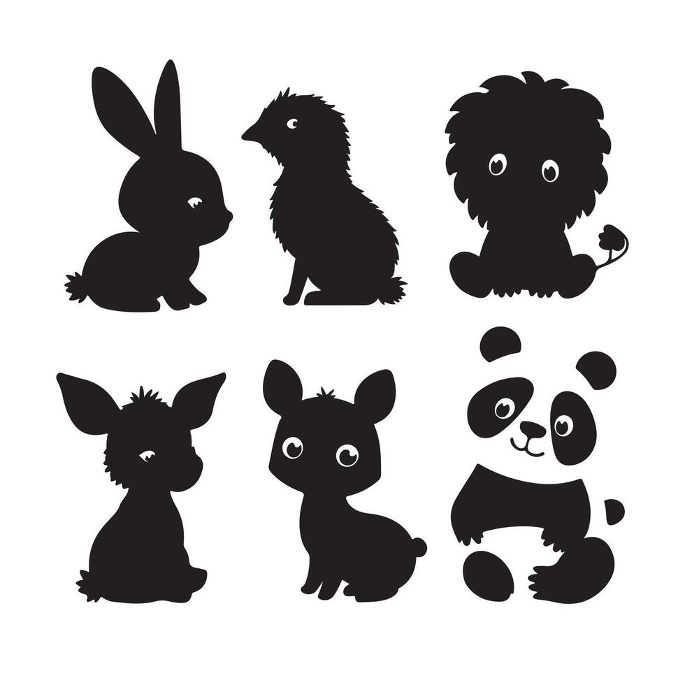 Cute Animal Bundle Featuring Rabbit, Lion, Deer, Panda, and Other Adorable Creatures for Children's Designs vector