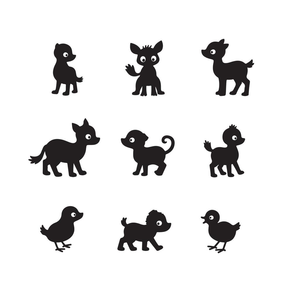 Baby Animal Bundle Showcasing Small Chicks, Puppies, Kittens, and Other Adorable Creatures for Cute Projects vector
