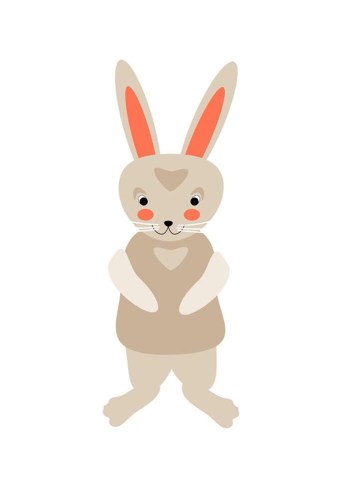 Cartoon standing gray bunny vector