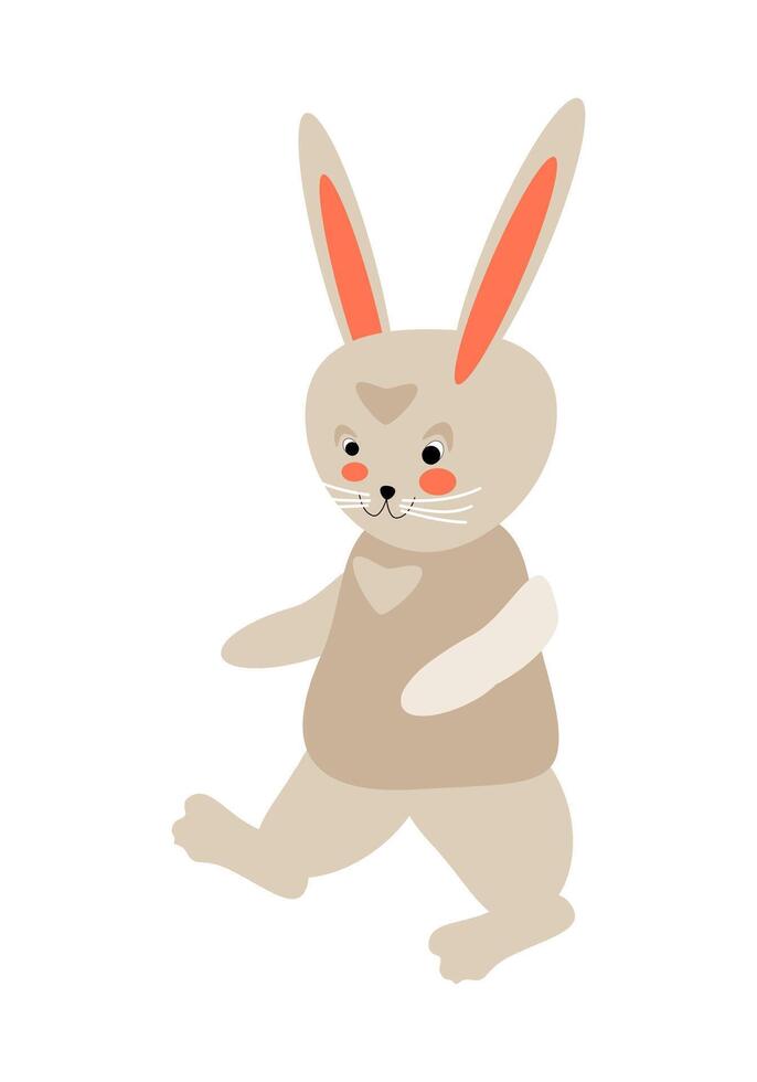 Cartoon walking gray bunny vector