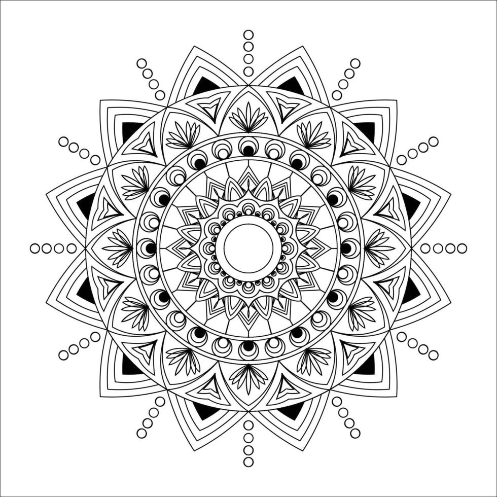 A black and white mandala design with a circular design on it vector