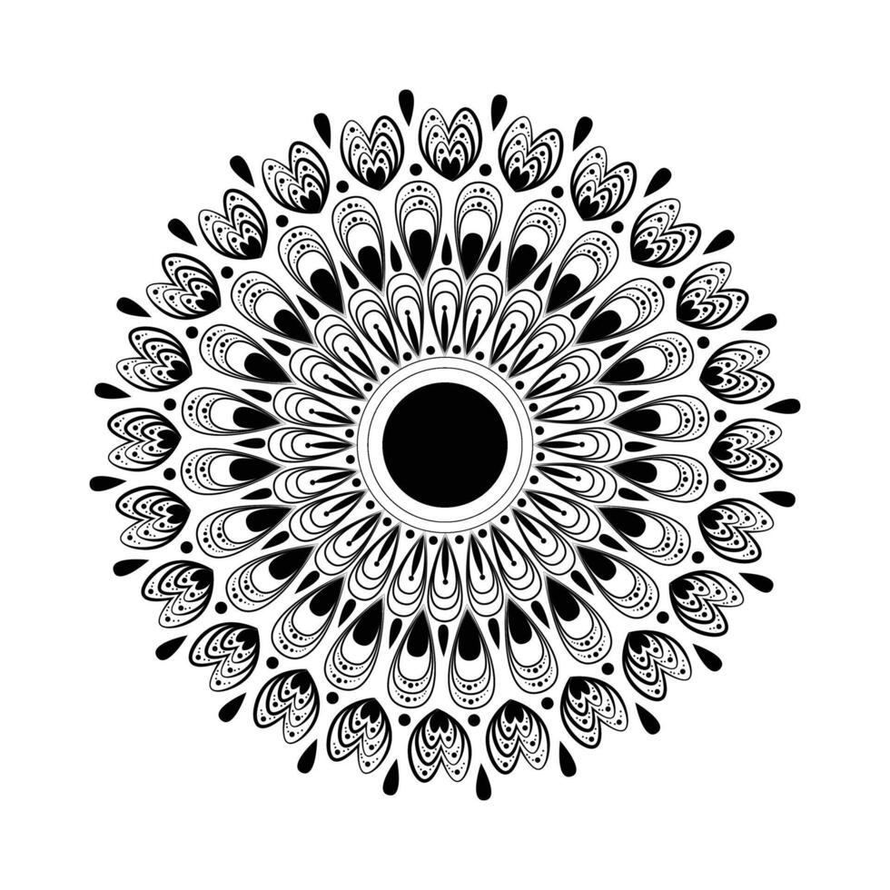 Abstract decorative mandala design line art on white background vector
