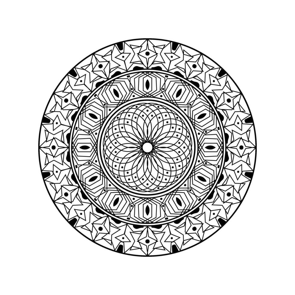 Mandala design line art in white background vector