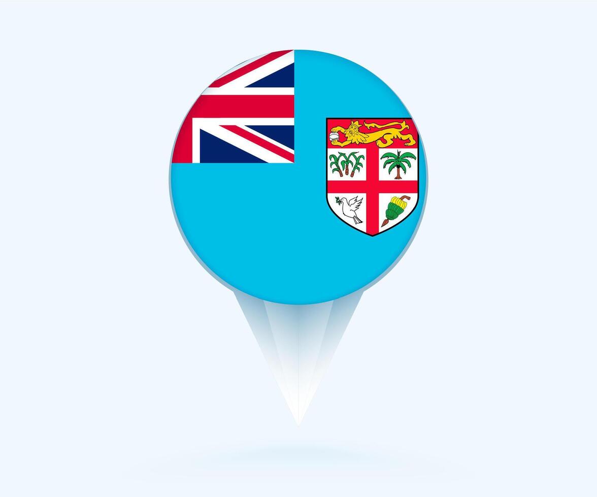 Map pointer with flag of Fiji. vector