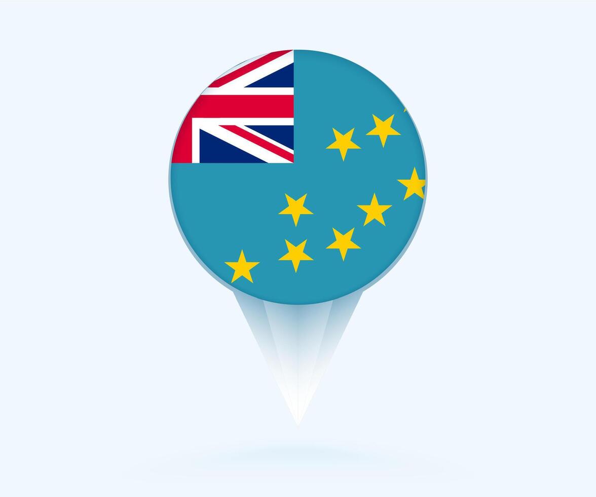 Map pointer with flag of Tuvalu. vector