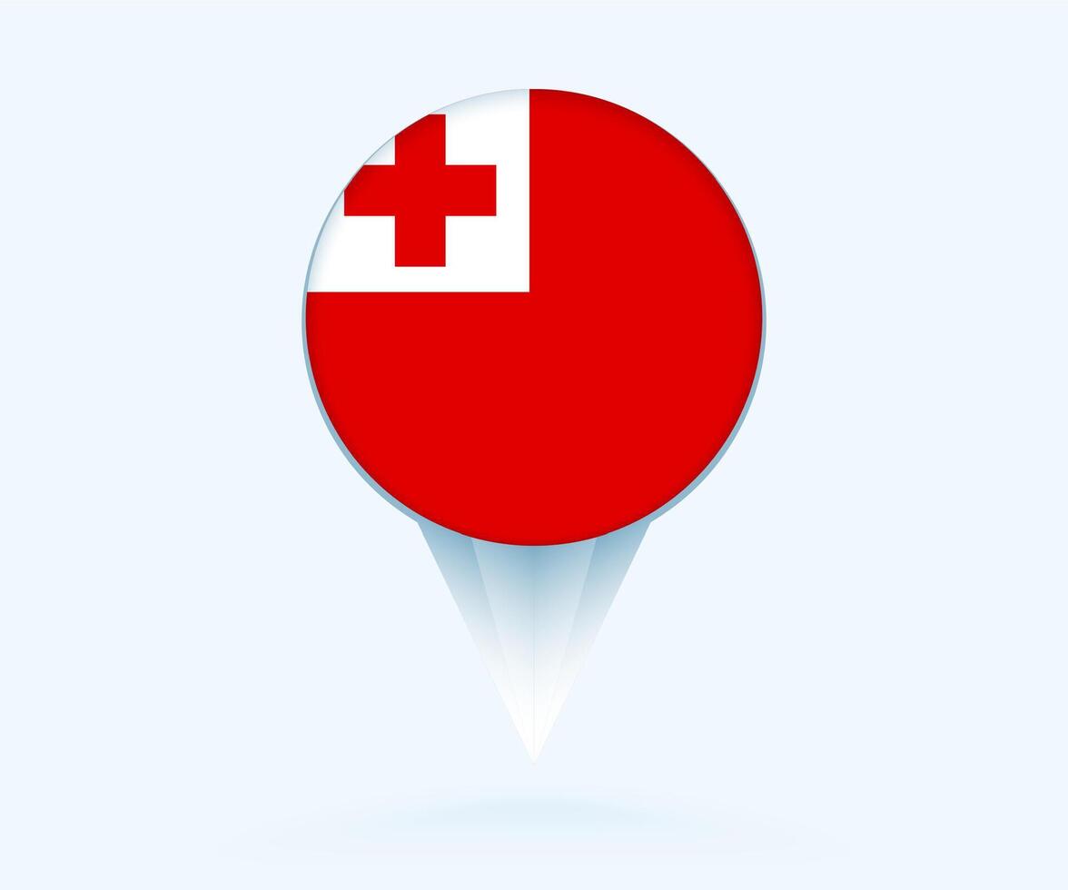 Map pointer with flag of Tonga. vector