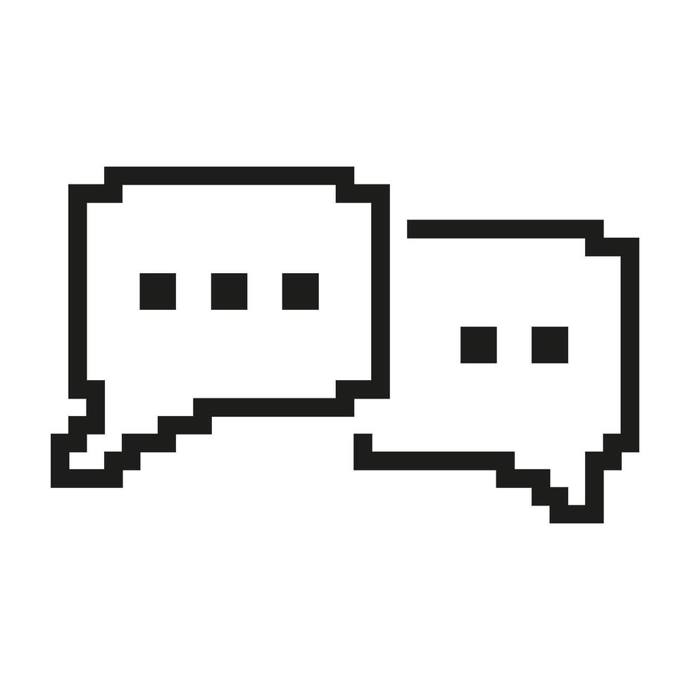 Pixelated Speech Bubbles Icon. Chat and Conversation Symbol in Pixel Art Style. Isolated Illustration vector