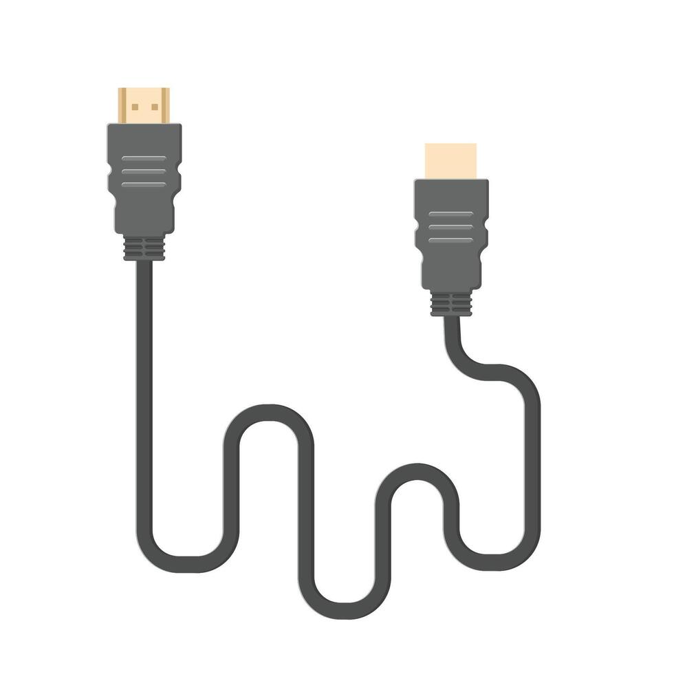 HDMI Cable Flat Illustration. Clean Icon Design Element on Isolated White Background vector