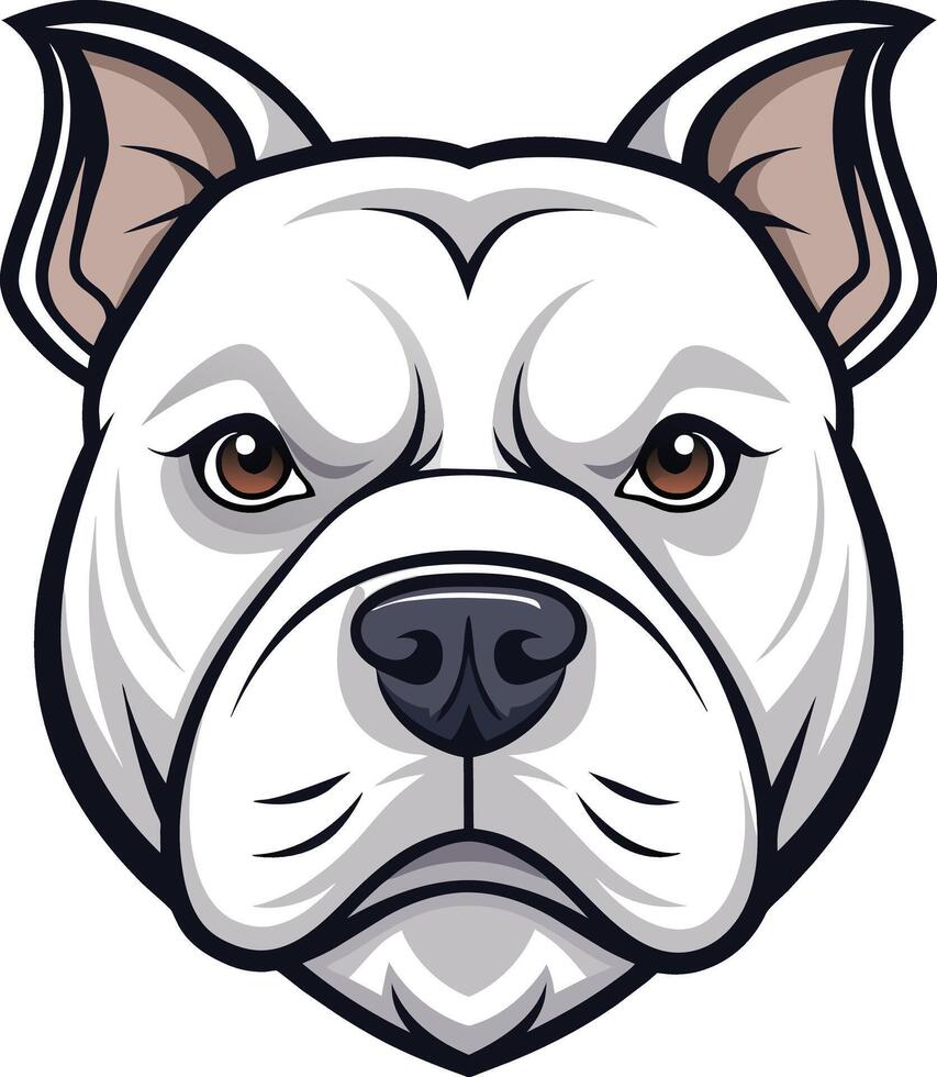 Impeccably Detailed American White Bulldog Face 3D Graphic vector