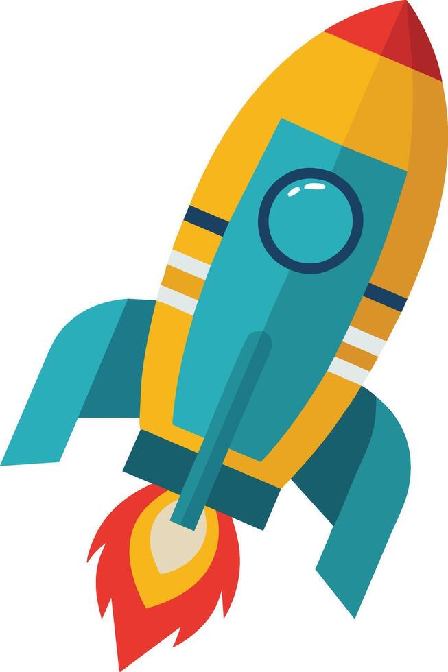 Yellow Rocket Pointy Icon Soar Towards Success and Business Expansion vector