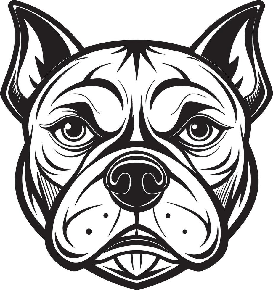 Stunning American Bulldog Face Icon Outline Drawing vector
