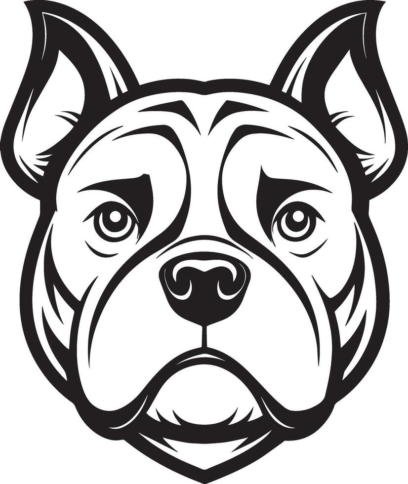 English Bulldog Face Illustration Outline Line Art Drawing Logo vector