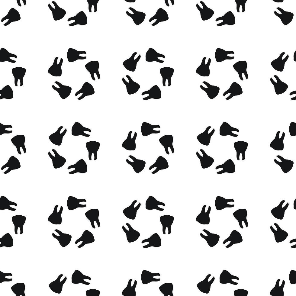 Repetitive tooth pattern design on a white background suitable for dental themes and artistic projects. Pattern 13 vector